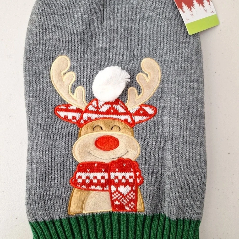 Warm Dog Knit Winter Sweater Christmas Rudolph Size S up to 12
